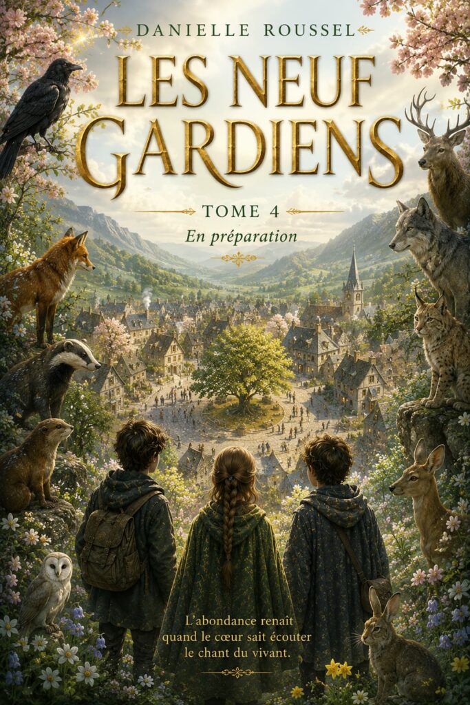 Couverture du tome 4 Les Neuf Gardiens – Le Réveil de Sylvaria, roman jeunesse de Danielle Roussel