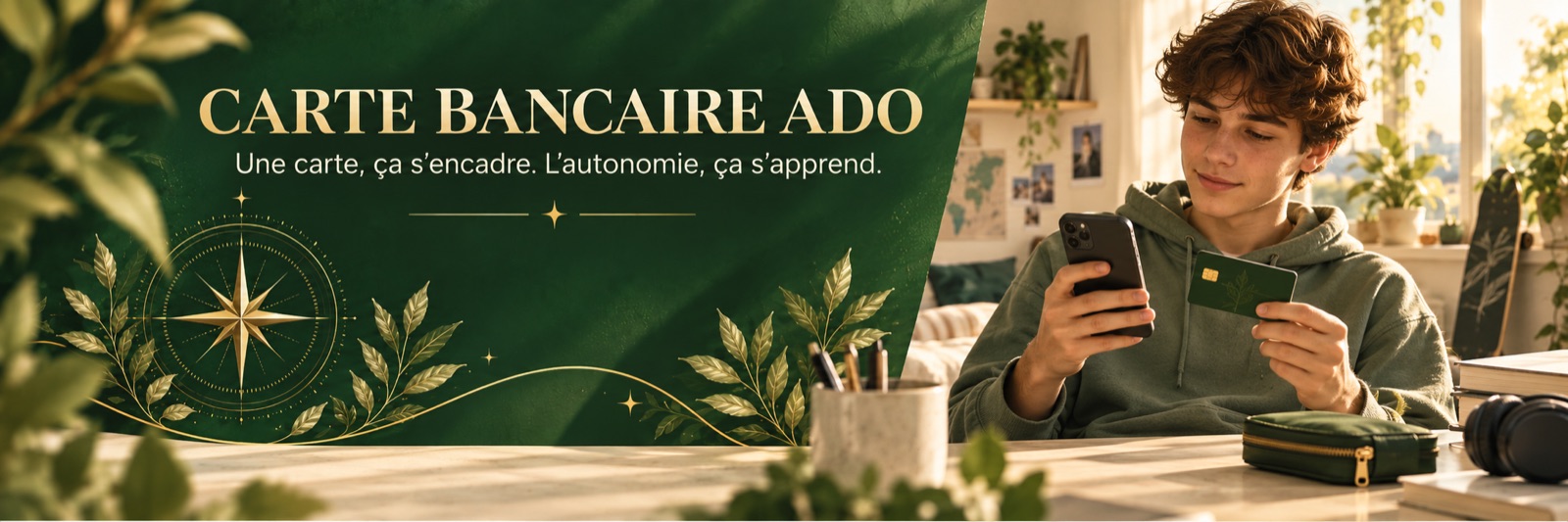 Carte bancaire ado — Une carte, ça s'encadre. L'autonomie, ça s'apprend.