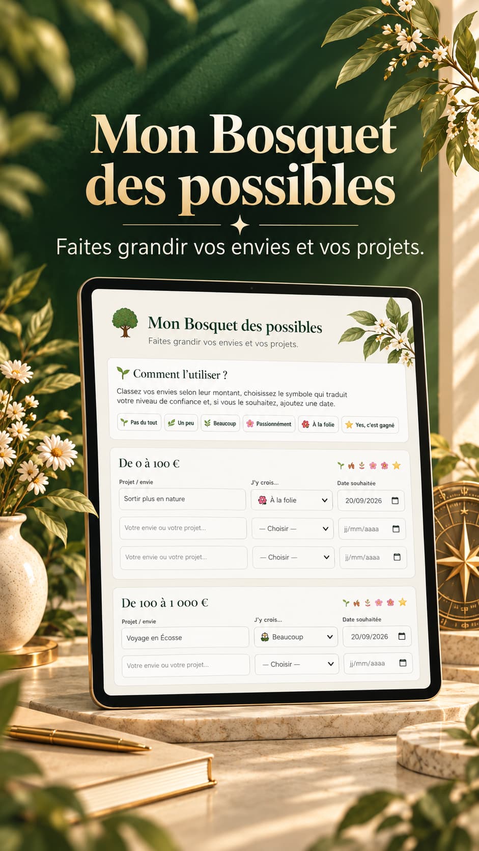 Bosquet des possibles pour organiser ses projets dans Ma Boussole d’Abondance